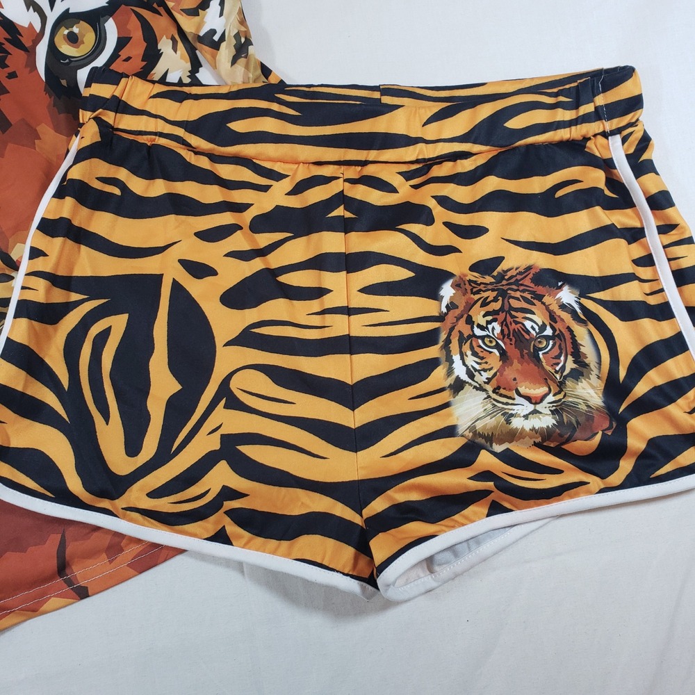 Tiger Print‎ Tank Top and Shorts Set Loungewear Activewear XL - Picture 6 of 8